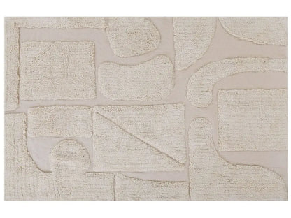  Teppich Beige Baumwolle Rechteckig 160 X 230 Cm Geometrisches Muster Getuftet Modern Weich Kurzhaar Kurzflor Wohn- Und Schlafzimmer
