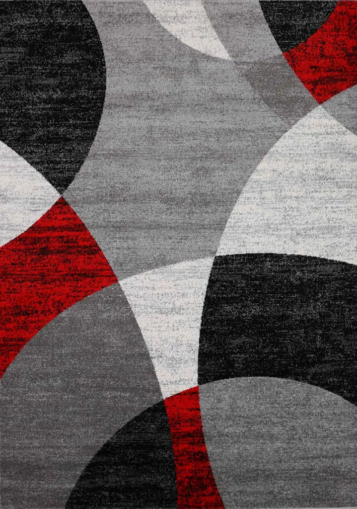  Milano9120 Rot Wohnzimmer Schlafzimmer Teppich Geometrisches Kreis-Muster Meliert, Maße:160x220 Cm