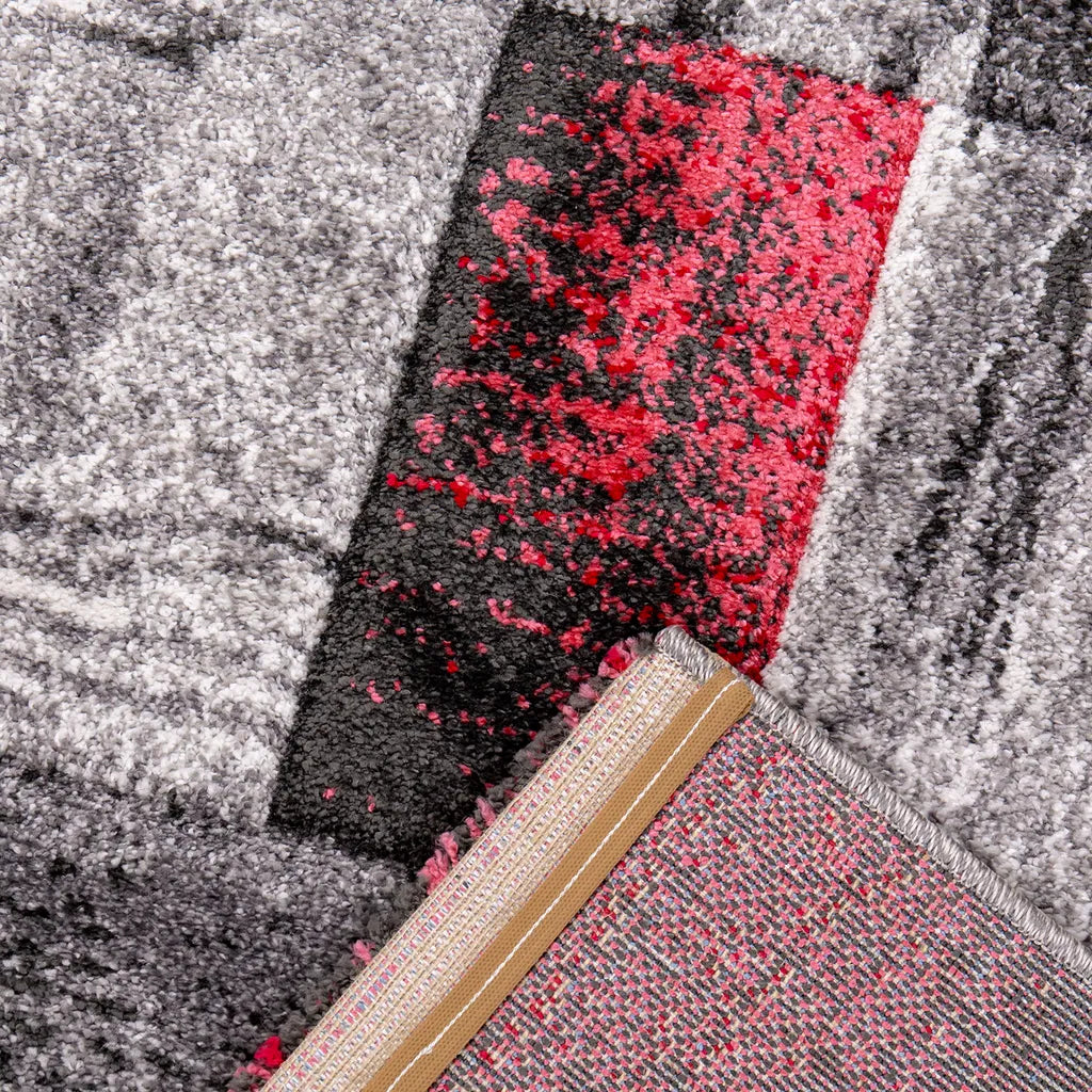  Designer Teppich Wohnzimmer Inneneinrichtung Modern Rot, Maße:200x290 Cm