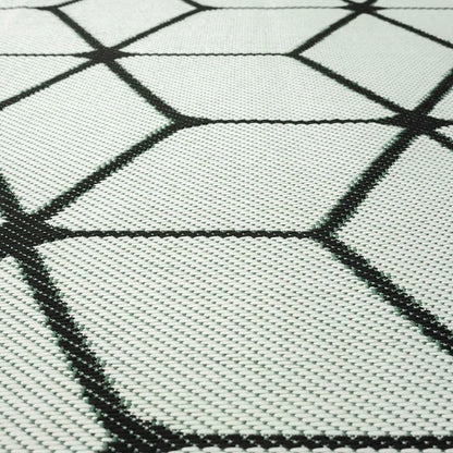  Teppich Rauten Muster In- Und Outdoor Tauglich Robuster Flachgewebe 100% Polypropylen Weiß, Maße:160x220 Cm