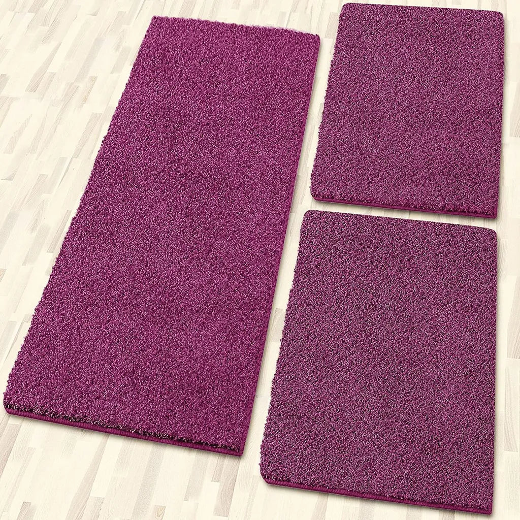  Bettumrandung Barcelona Berry 1 Läufer 80x300 Cm + 2 Brücken 80x150 Cm