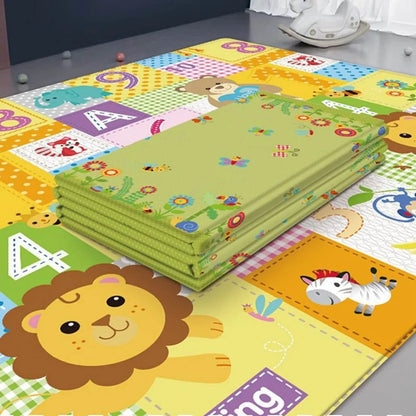  180*100cm Doppelseitige BabySpielmatte Krabbelmatte, Faltbare Wasserdichte Schaumstoff-Babymatte Krabbelmatte Grün