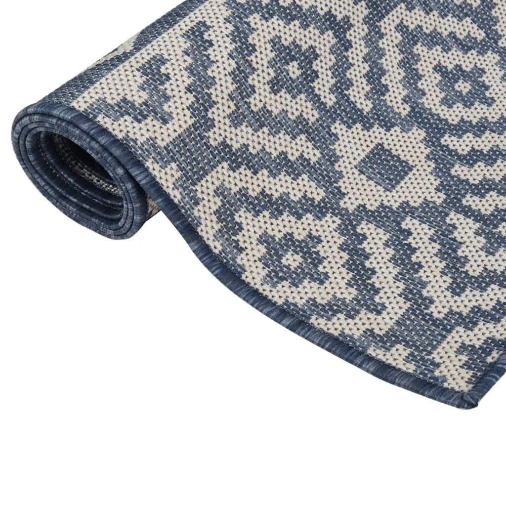  VidaXL Outdoor-Teppich Flachgewebe 100x200 Cm Blau Gestreift