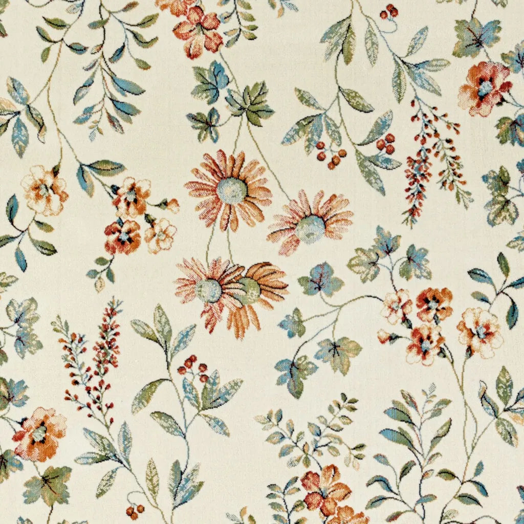  Orientalischer Samt-Teppich Fransen Oriental Flowers Creme, Größe:135x195 Cm