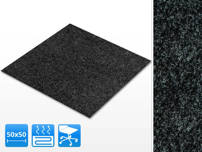  Floori Teppichfliesen Jazz 50x50 Cm Premiumklasse Antistatisch Bitum 2,5 Kg/m² Farbe: Anthrazit