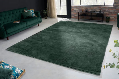  Moderner Kurzflor Teppich HEAVEN XXL 350x250cm Dunkelgrün Viskose-Optik