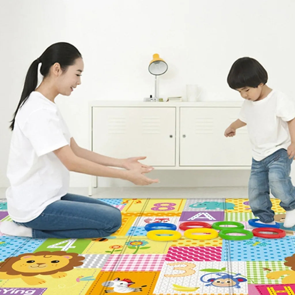  Krabbelmatte Spielmatte Faltbar Doppelseitig Spielunterlage Spielteppich Baby Matte Tragbar Wasserdicht Bunt 180x100cm (Grün)