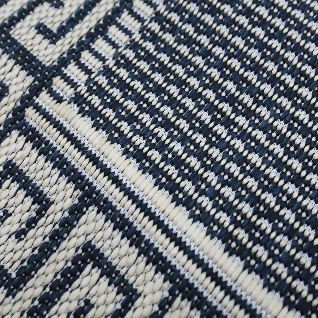  In- Und Outdoor Teppiche Flachgewebe Balkon Küche Bordüre Look In Blau & Turkis, Farbe:Blau, Maße:160x220 Cm