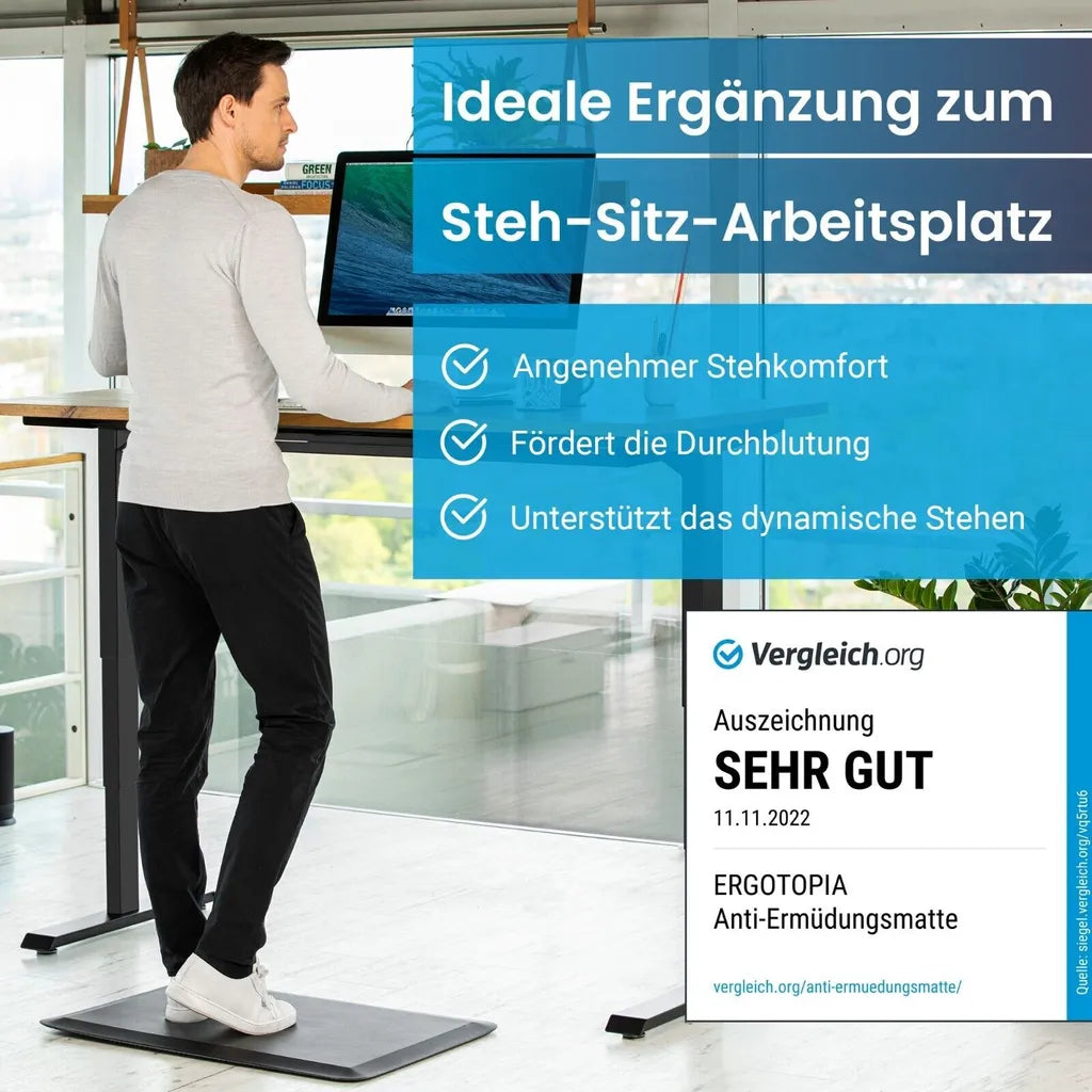  Ergotopia® Anti-Ermüdungsmatte Für Steharbeitsplätze, Ergonomische Arbeitsplatzmatte Für Gesundes & Schmerzfreies Stehen, Rutschfest & Langlebig, Ergonomische Schreibtisch Stehmatte