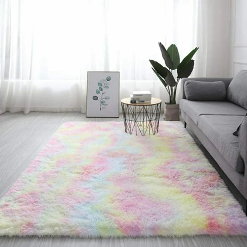  Regenbogen Übergroße Flauschige Teppiche Shaggy Area Rug Esszimmer Schlafzimmer Teppich Bodenmatte 100*160cm