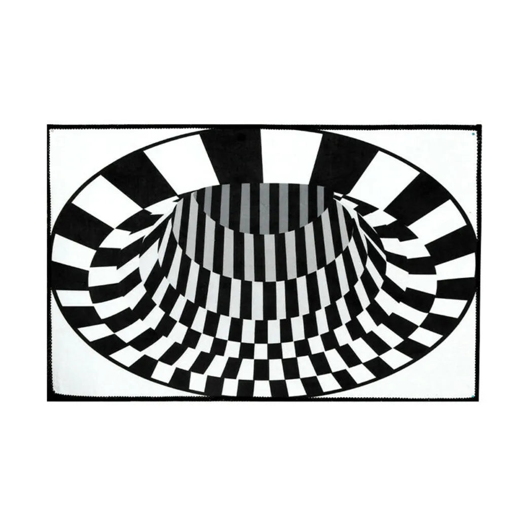  3D Unten Loch Optische Illusion Fläche Teppich Teppich Bodenmatte Heim Runde Matte 40*60cm