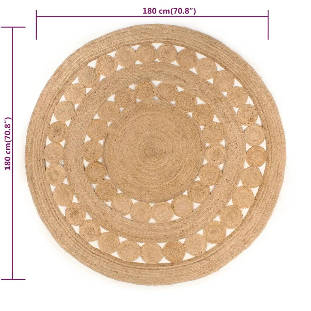  VidaXL Teppich Geflochten Jute 180 Cm Rund