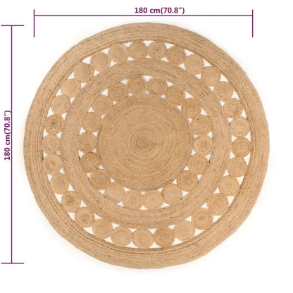  VidaXL Teppich Geflochten Jute 180 Cm Rund