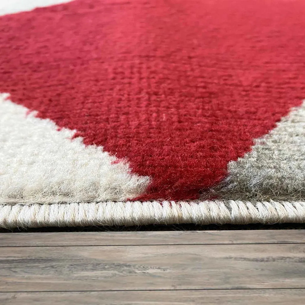  Teppich Wohnzimmer Schlafzimmer Flur Teppich Geometrisches Muster Rot, Maße:200x280 Cm
