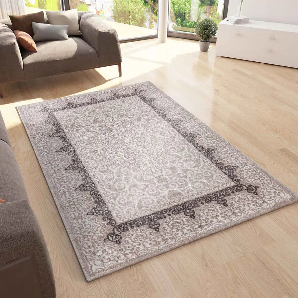  Teppich Designer Kurzflor Wohnzimmer Teppich Mit Glitzer Abstrakt USED Optik In Braun, Maße:160x230 Cm