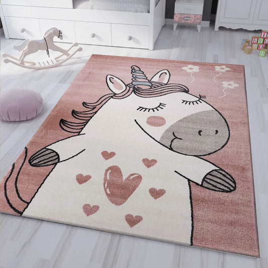  Kinderteppich Pony Einhorn Teppich Flauschig Für Kinderzimmer Spielzimmer, Maße:120x170 Cm