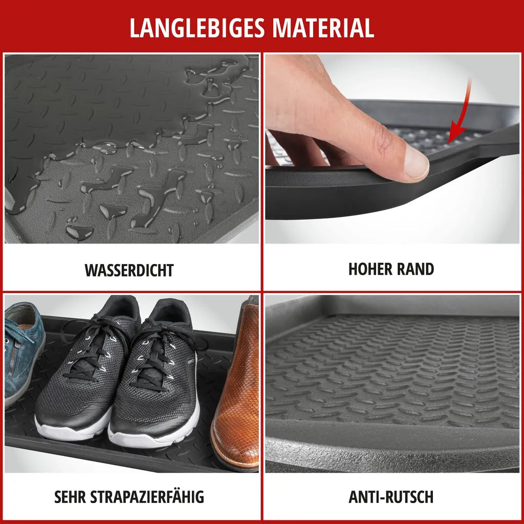  WALSER Mehrzweckwanne Safetray, Universale Kofferraumwanne, Kunststoffwanne, Auffangwanne, Schuhwanne, Ölwanne Small 77x35x3 Cm Schwarz 28100