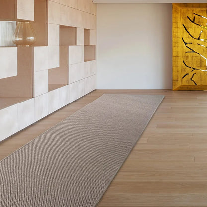  Teppich Läufer Kalkutta Sisaloptik Tiger-Eye-Design Wohnteppich Flurläufer Taupe 66x200 Cm