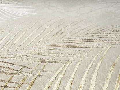 Teppich - Creme - Goldfarben - 80 X 300 Cm - Mit Federmotive