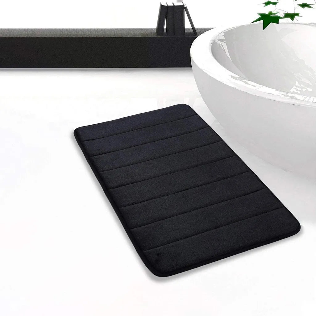  Badematten Rutschfeste Badematten Und WC Vorleger Waschbar Badteppich Für Badezimmer (Schwarz)