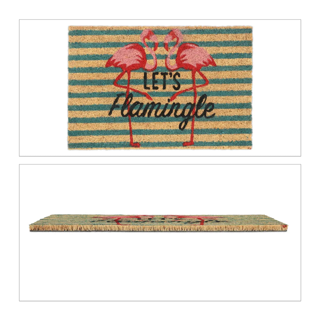  Relaxdays Kokos Fußmatte Mit Flamingos