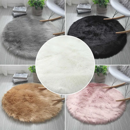  60CM Durchmesser Runde Weiche Faux Schaffell-Pelz-Teppiche Für Boden-Plüsch-Teppich-Nachtmatten (Weiß)