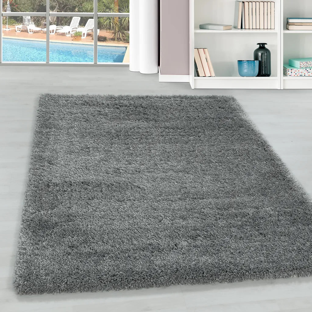  Teppium Hochflor Teppich Wohnzimmerteppich Unifarben Shaggy Rechteckig, Farbe:Hellgrau, Maße:240 Cm X 340 Cm, Form: Rechteckig