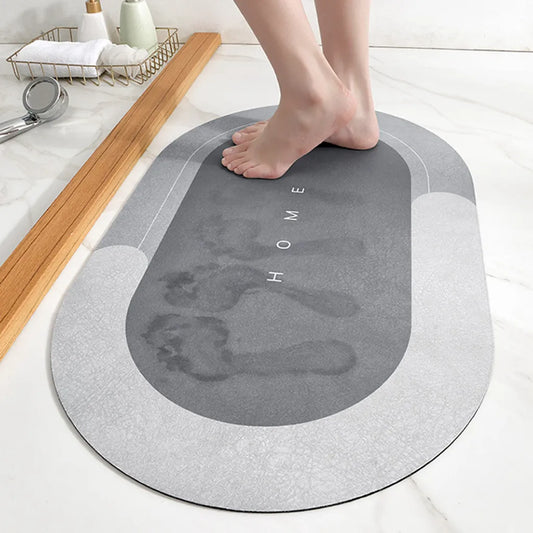  40*60cm Grau Oval Badematten Super Absorbierende Weicher Teppich Rutschfester Einfachheit Badezimmerteppich Bodenmatte