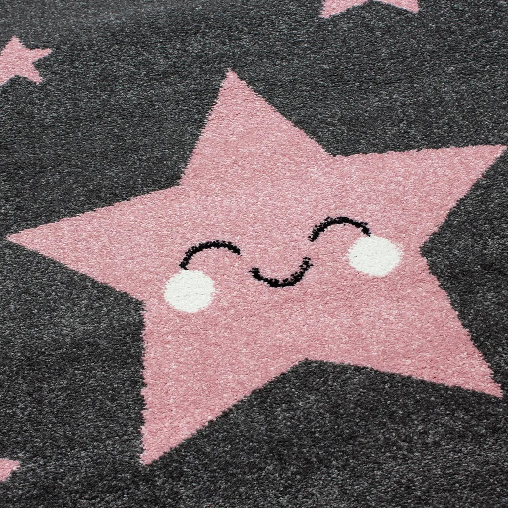  Kinderzimmerteppich,Sternschnuppe,kurzflor Kinderteppich,mädchen,Farbe:Pink, Farbe:PINK, Grösse:120 Cm X 120 Cm Rund
