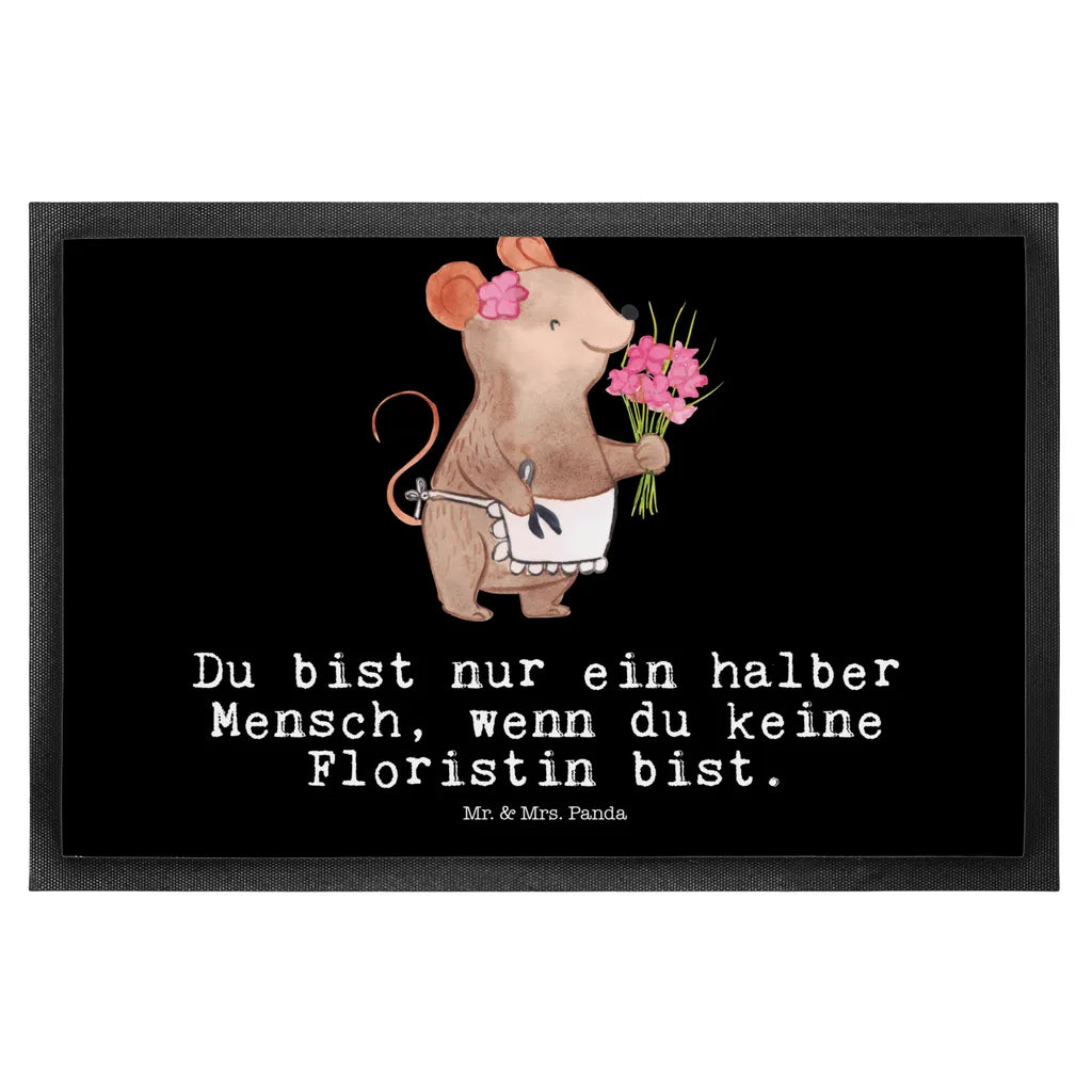  Mr. & Mrs. Panda 60 X 80 Fußmatte Floristin Mit Herz - Schwarz - Geschenk, Schmutzmatte, Motivfußmatte, Ausbildung, Beruf, Kollegin, Blumenprofi, Arbeitskollege, Kollege