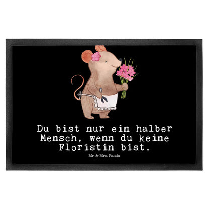  Mr. & Mrs. Panda 60 X 80 Fußmatte Floristin Mit Herz - Schwarz - Geschenk, Schmutzmatte, Motivfußmatte, Ausbildung, Beruf, Kollegin, Blumenprofi, Arbeitskollege, Kollege