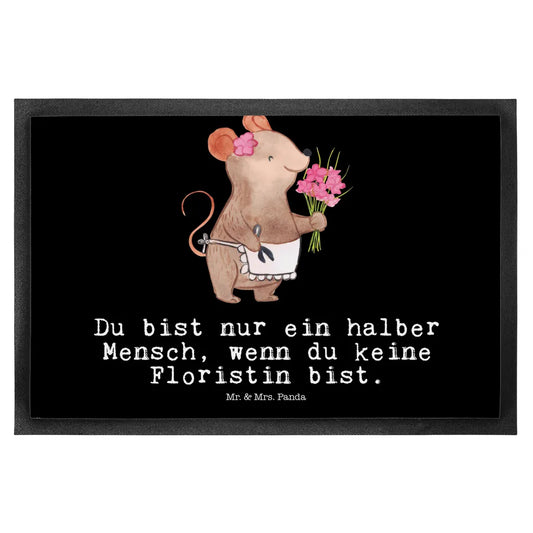  Mr. & Mrs. Panda 60 X 80 Fußmatte Floristin Mit Herz - Schwarz - Geschenk, Schmutzmatte, Motivfußmatte, Ausbildung, Beruf, Kollegin, Blumenprofi, Arbeitskollege, Kollege