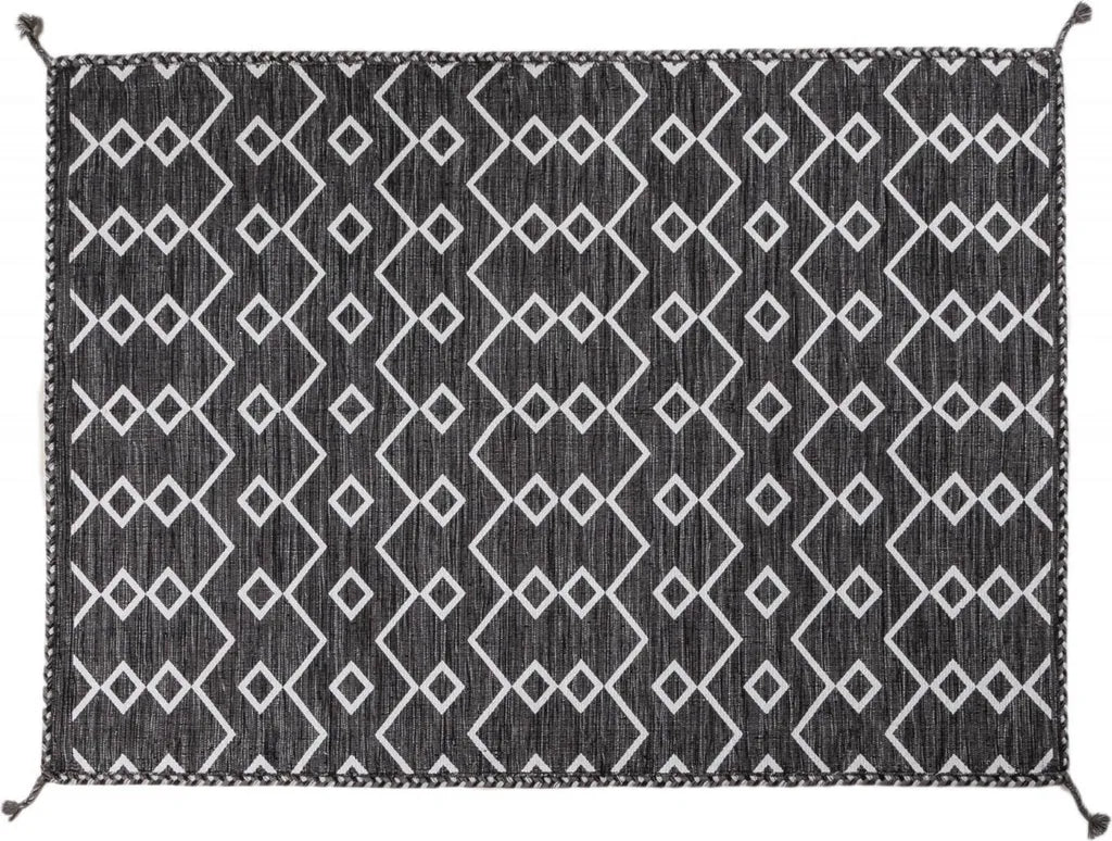  Toronto Moderner Teppich, Kelim-Stil, 100% Baumwolle, Grau, 180x120cm