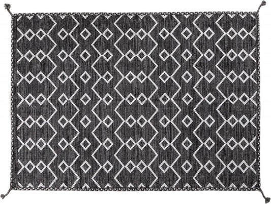  Toronto Moderner Teppich, Kelim-Stil, 100% Baumwolle, Grau, 180x120cm
