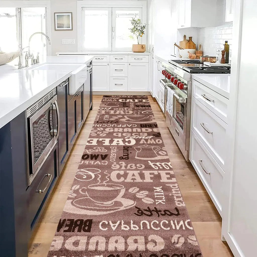  Küchenteppich Teppichläufer Coffee Modern Kaffee Design In Braun Beige Teppich Für Lounge Oder Küche, Maße:120x170 Cm