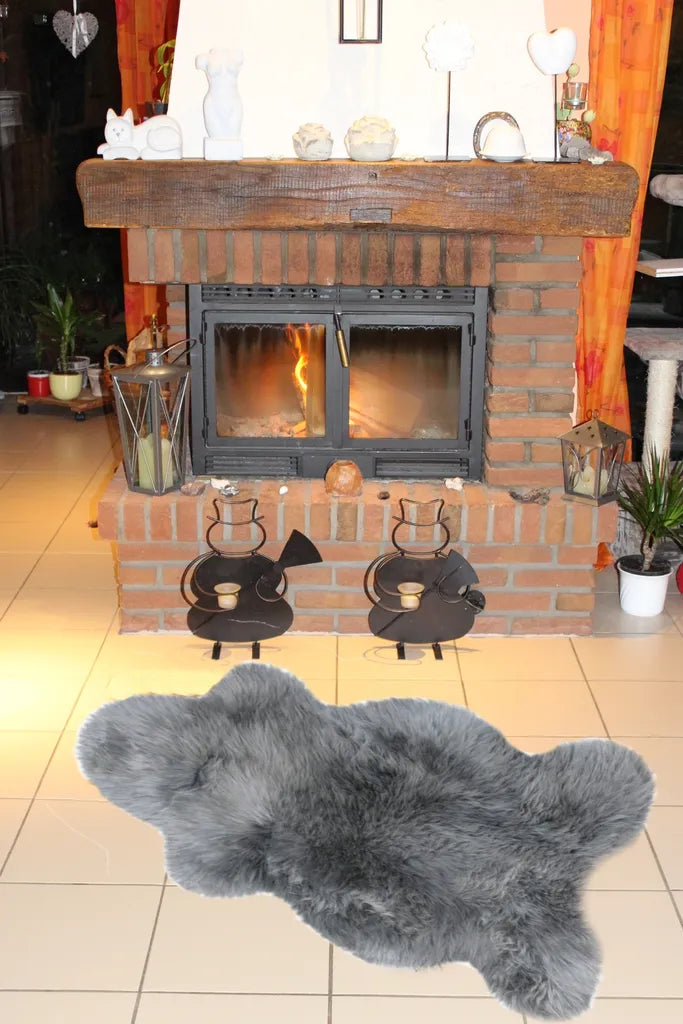  Walexo Schaffell Lammfell Läufer Naturfell Öko Gegerbt (100-110 Cm, GRAU)