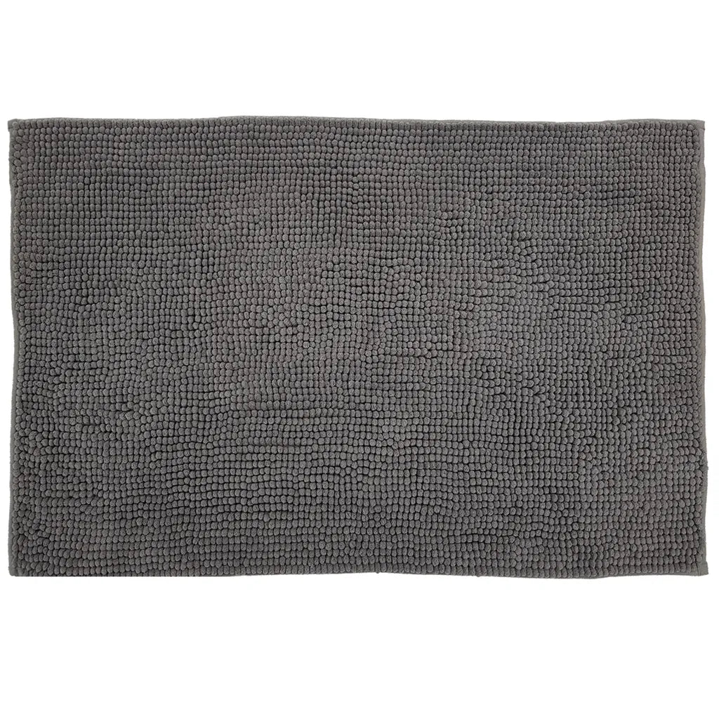  Chenille Badematte 50 X 80 Cm In Grau Badteppich Aus Microfaser - Mit Rutschfester Rückseite - Welness Badeteppich / Duschvorleger