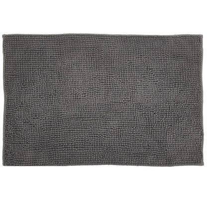  Chenille Badematte 50 X 80 Cm In Grau Badteppich Aus Microfaser - Mit Rutschfester Rückseite - Welness Badeteppich / Duschvorleger