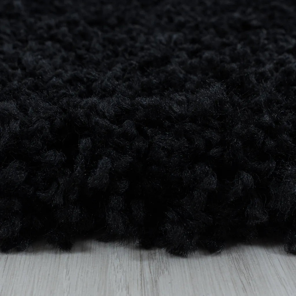  Wunderschöne Runde Shaggy Hochflor Langflor 30mm Teppich In Verschiedene Farben , Größe:Ø 160 Cm Rund, Farbe:Schwarz