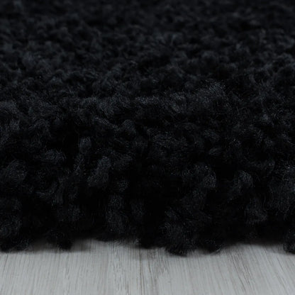  Wunderschöne Runde Shaggy Hochflor Langflor 30mm Teppich In Verschiedene Farben , Größe:Ø 160 Cm Rund, Farbe:Schwarz