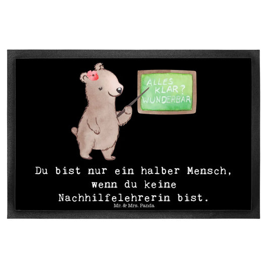  Mr. & Mrs. Panda 40 X 60 Fußmatte Nachhilfelehrerin Mit Herz - Schwarz - Geschenk, Nachhilfeschule, Türvorleger, Ausbildung, Kollegin, Nachhilfeunterricht, Abschied