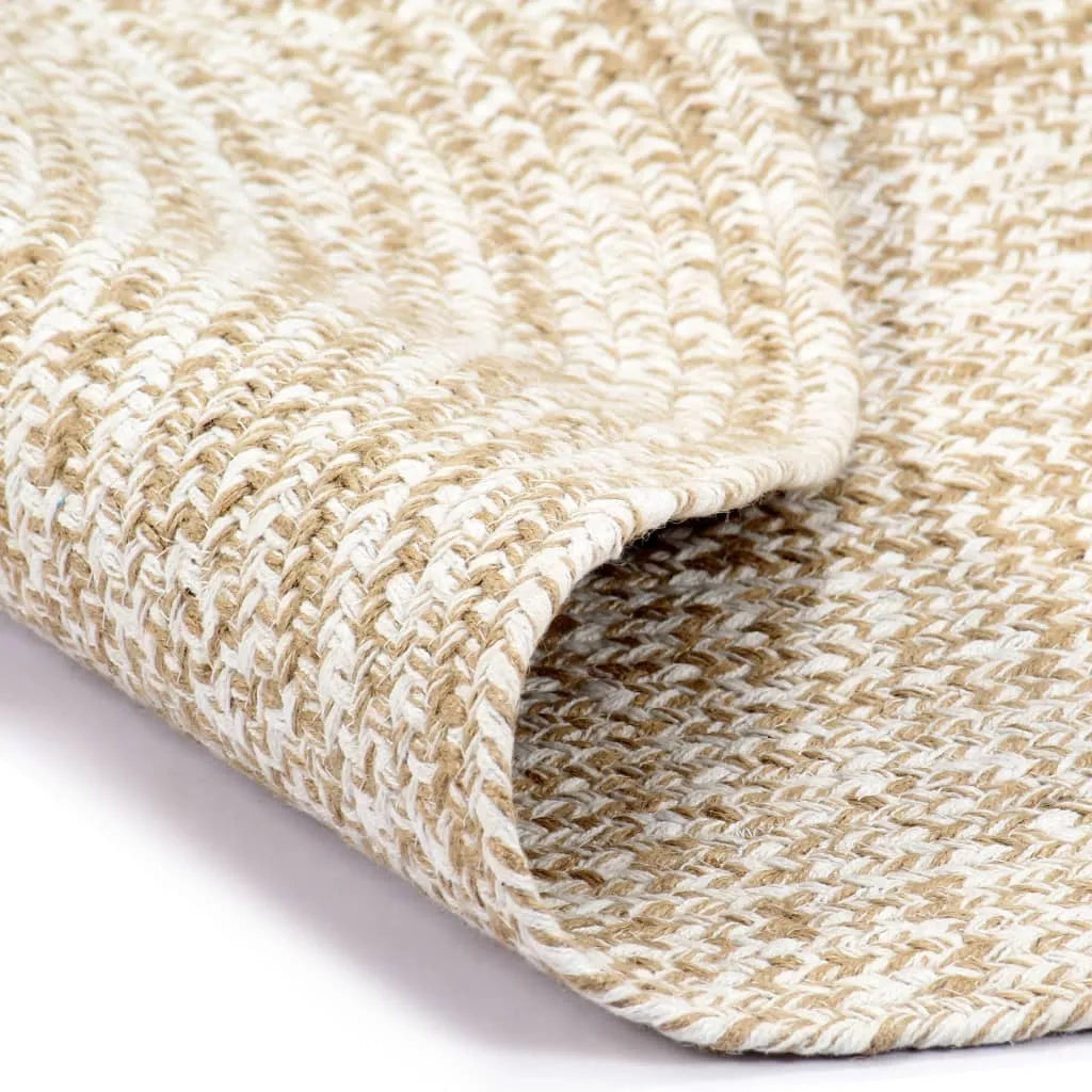  VidaXL Teppich Handgefertigt Jute Weiß Und Natur 120 Cm