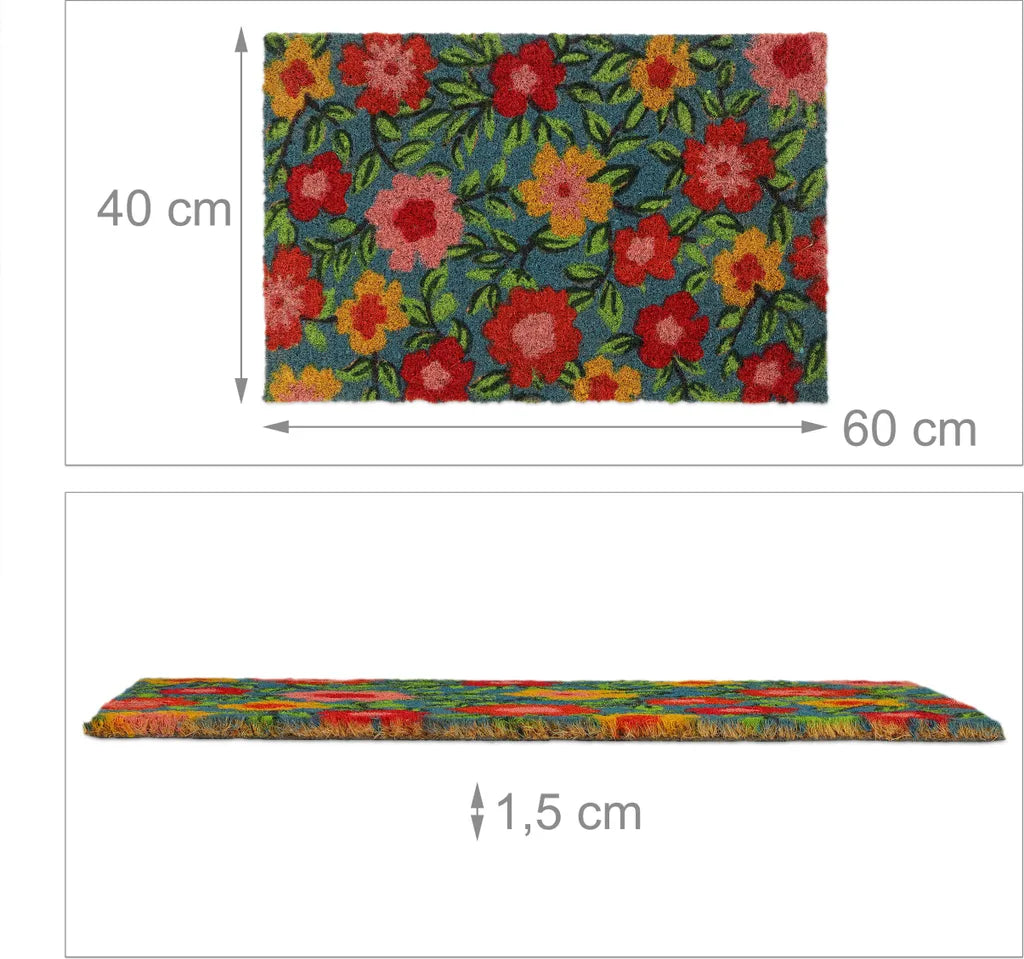  Relaxdays Fußmatte Kokos Blüten