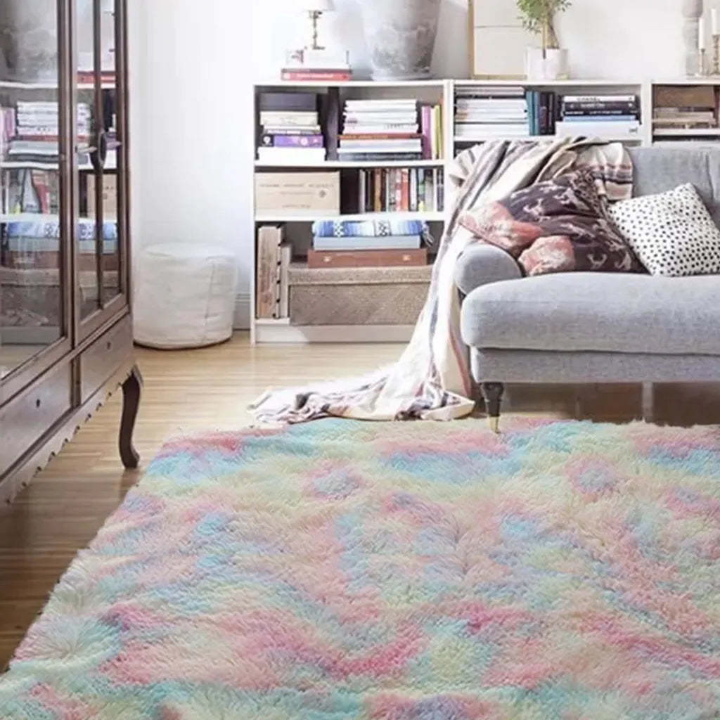  Regenbogen Übergroße Flauschige Teppiche Shaggy Area Rug Esszimmer Schlafzimmer Teppich Bodenmatte 100*160cm