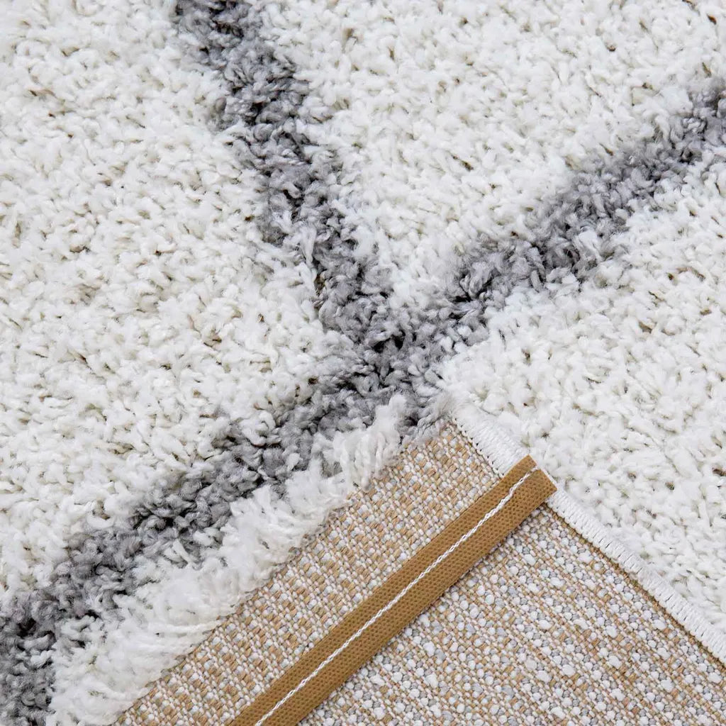  Hochflor Teppich, Weicher Wohnzimmer Shaggy Skandinavischer Stil Raute, Maße:160x220 Cm