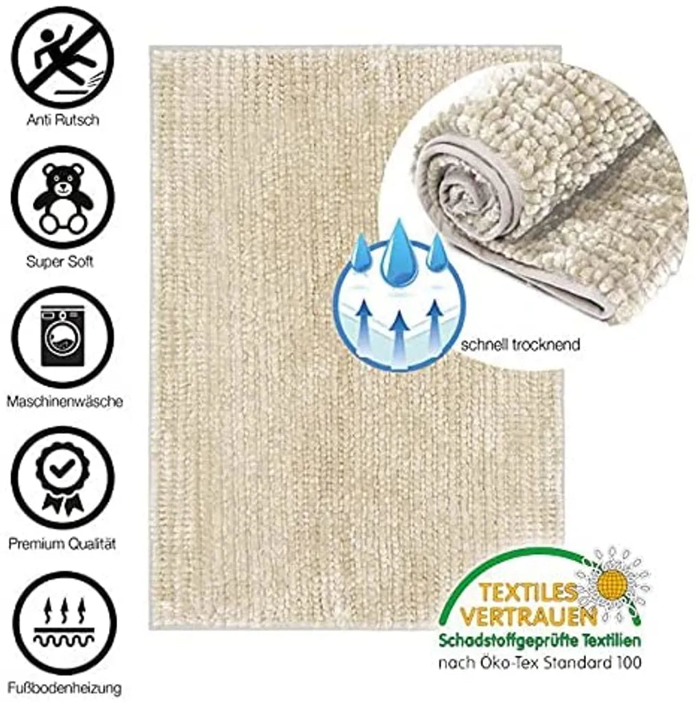  Badematte Coral Chenille-Struktur Ivory / Elfenbein 50 X 80 Cm
