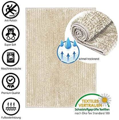  Badematte Coral Chenille-Struktur Ivory / Elfenbein 50 X 80 Cm