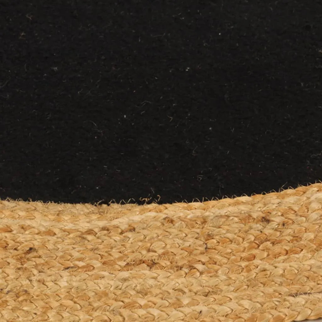  VidaXL Teppich Geflochten Schwarz & Natur 90 Cm Jute & Baumwolle Rund
