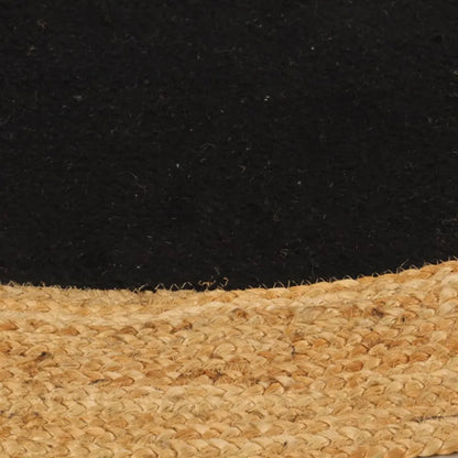  VidaXL Teppich Geflochten Schwarz & Natur 90 Cm Jute & Baumwolle Rund