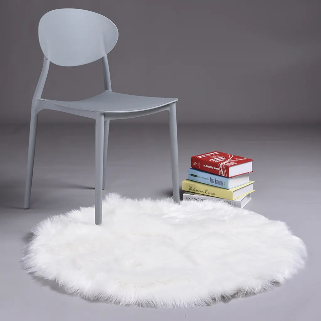 Ddp 90CM Rund Flauschig Teppich Zottelteppich Shaggy Teppiche Wohnzimmerteppich Für Wohnzimmer Schlafzimmer, Weiß